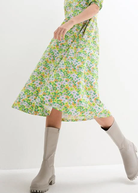 Robe Midi En Jersey De Coton Avec Poches Et Encolure Carrée Profonde 8 Robe Midi En Jersey De Coton Avec Poches Et Encolure Carrée Profonde - Afbeelding 6