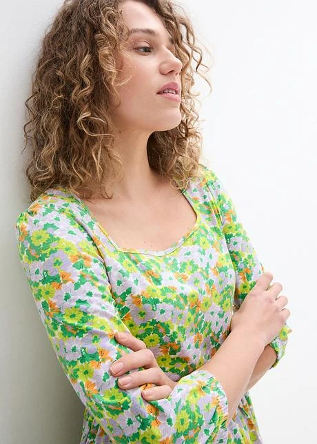 Robe Midi En Jersey De Coton Avec Poches Et Encolure Carrée Profonde 7 Robe Midi En Jersey De Coton Avec Poches Et Encolure Carrée Profonde - Afbeelding 5