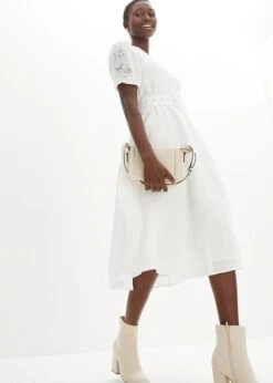 PREMIUM Robe 100 % Lin Avec Broderies Et Ceinture -Venus Mode Winkel 24033441 57KlUF3Q