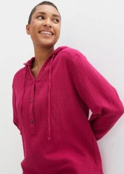 Blouse En Gaze De Coton à Capuche -Venus Mode Winkel 24038316 z5nocN6Q